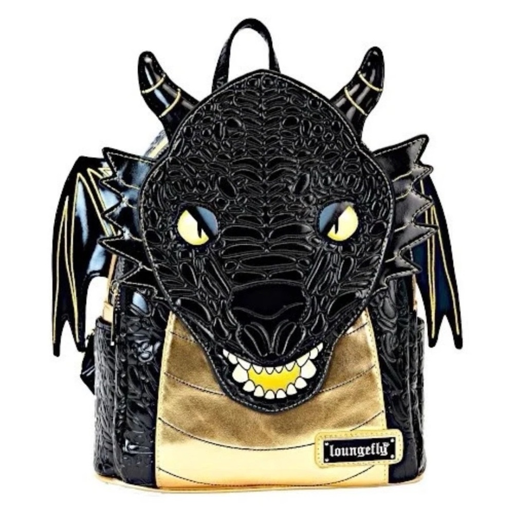 Loungefly Black and Gold Dragon Backpack